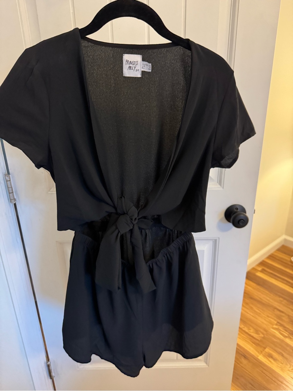 Princess Polly Black Textured Scoop-Neck Top